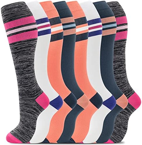 fenglaoda 8 Pairs varis çorabı Erkekler & Kadınlar için 20-30 mmHg Diz Yüksek Hemşire Hamile Koşu Tıbbi ve Seyahat Atletik