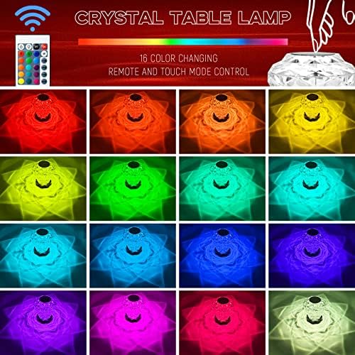 HıBıdder Kristal Masa Lambası Dokunmatik Uzaktan Kumanda 16 Renk Değiştirme kablosuz Led Lamba mantar Gece Lambası Kamp Açık Akşam