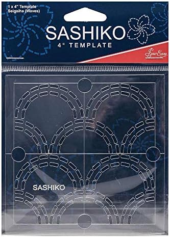 Kolay Sashiko Nakış Şablonunu Dikin 4 x 4in Seigaiha (Dalgalar)