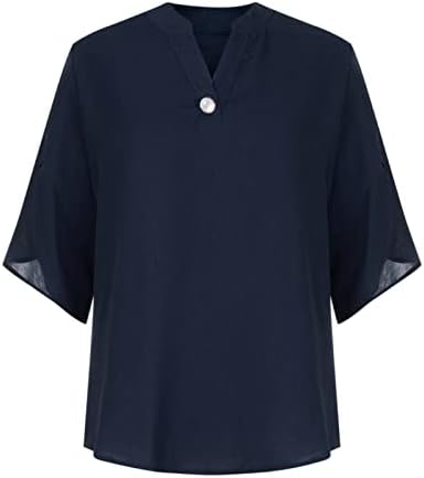 Annhoo şifon Bluz Tee Bayanlar Yaz Sonbahar Kısa Kollu Elbise Moda V Boyun Temel Salon Bluz HG HG