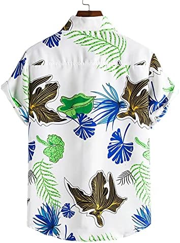 Hawaiian Tees Mens Kısa Kollu Baskılı Düğme Aşağı Aloha Gömlek Yaz Casual Pamuk Düzenli Fit Plaj Şık Bluz