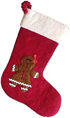 Kırmızı Noel El Keçeli Yün Çorap ARCADİA EV Zencefilli Kız