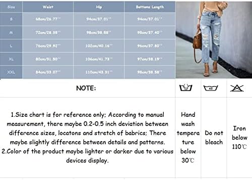 Erkek arkadaşı Kot Kadınlar için Yırtık Sıkıntılı Slim Fit Bootcut Kot Düz Bacak Düğme Fly Ayak Bileği Pantolon Cep