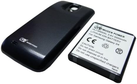 Mugen Güç Süper Genişletilmiş 5500 mAh Pil ile Samsung Galaxy S4 için Siyah Kapı Kapak