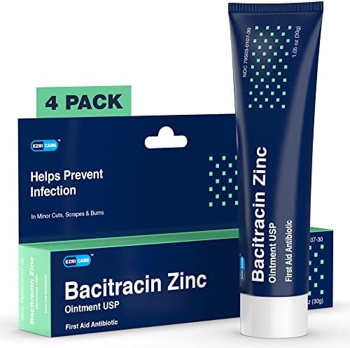 EzriCare ilk yardım antibiyotik merhem - Çinko ile 4 paket Bacitracin Antibiyotik merhem-Yanıklar için yara bakımı ve ağrı kesici Sıyrıklar