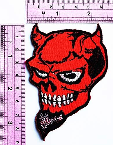 Şeytan Boynuz Şeytan Cehennem Ölü Kötü Korku Çocuklar Karikatür Demir on Patch İşlemeli Yama Malzemeleri Ceket Çanta Kot Sırt Çantası