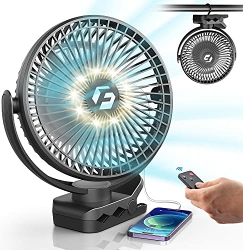 Korbot 8 inç Klipsli Fan-12000mAh taşınabilir vantilatör aküsü 3 Hız ve Güçlü Hava Akımı ile Şarj Edilebilir, USB Fan Küçük masa fanı