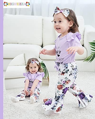 HİGHUZZA Bebek Kız Giysileri Yenidoğan Kıyafetler Bebek Romper Yaz Kısa Kollu Fırfır Froral Üstleri Kafa Giyim Seti 3 Adet