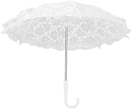 Akozon Beyaz Dantel Şemsiye Şemsiye, Zanaat Çiçekler Dantel Nakış Şemsiye Gelin Parti Dekorasyon Sahne Lady Kostüm Nedime ve Çiçek