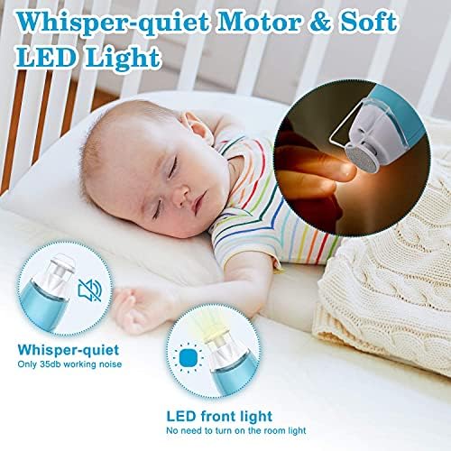 Bebek tırnak makası,Bebek tırnak makası Elektrikli tırnak törpüsü 9 Tipi taşlama kafaları, led ışık ve USB kablosu, ayak parmakları