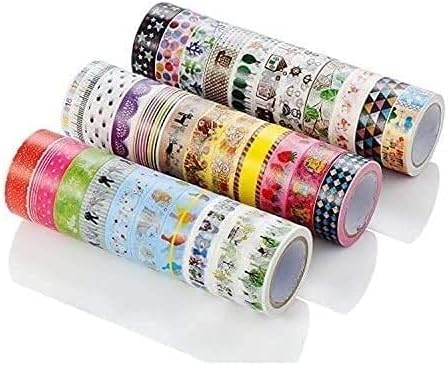 ZJFF 4 ADET DIY Washi Bant Maskeleme Kağıt Bant Sanat ve El Sanatları kağıt bant Bant Renk Dekoratif Bant Gözyaşı Bant Sticker-38