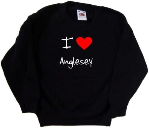 I Love Heart Anglesey Siyah Çocuk Sweatshirt