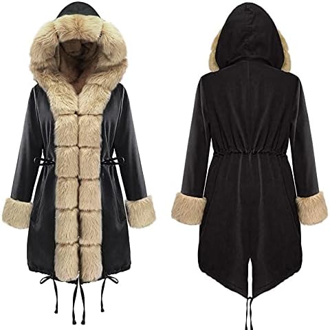 Kadınlar için ceketler Uzun Kollu Kış Sıcak Yaka Kürklü Faux Ceket Rüzgar Geçirmez Kalın Polar Palto Giyim Cepler ile