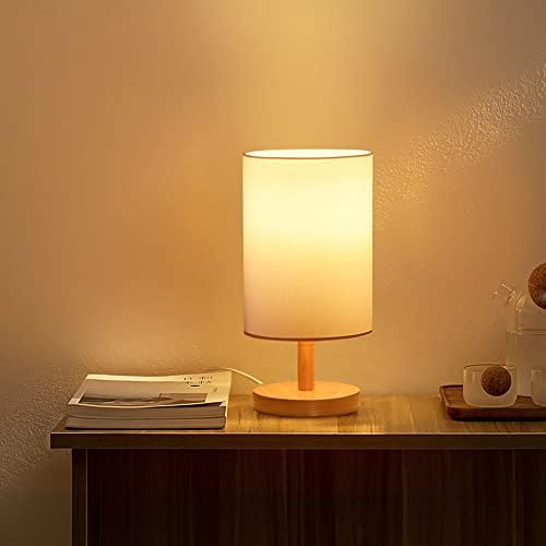 K JİNGKELAİ Başucu Masa yatak odası için lamba, Minimalist Günlük Ahşap Masa Lambası 3000K LED Ampul, E27 Tabanı, Oturma Odası Yatak