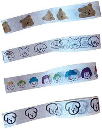 Washi Bant Seti Karikatür Washi Maskeleme Bandı Sevimli Karalama Defteri Bant Kahverengi Ayı Dekoratif Bant Köpek Washi Bant Renkli