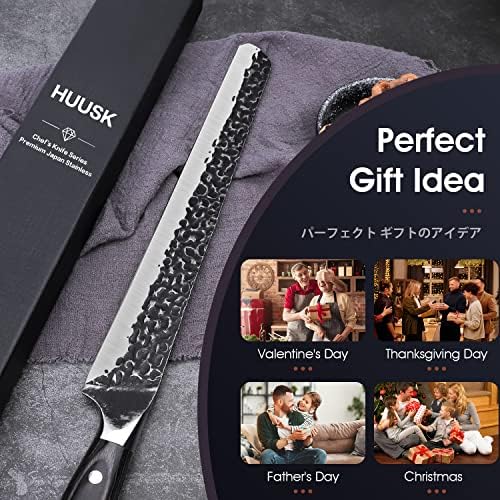 Huusk Yükseltilmiş şef bıçağı Paketi Uzun Japon Mutfak Bıçakları Oyma Bıçağı Dilimleme Et Kaburga Kızartma Meyve BARBEKÜ Hediye Fikri