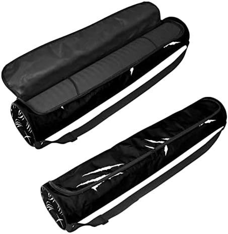 Yoga Mat Taşıma Çantası Omuz Askısı ile Scratch Marks Siyah Desen, 6.7x33. 9in / 17x86 cm Yoga Mat Çantası Spor Çanta Plaj Çantası
