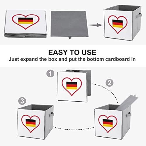 Seviyorum Almanya Kırmızı Kalp Depolama Küpleri Kolları ile Katlanabilir Kumaş Kutuları Organize Sepetleri Raflar Dolap