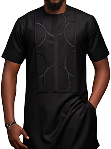 Afrika erkek Giyim Eşofman Kıyafet Kısa Kollu Gömlek ve Pantolon Rahat 2 Parça Takım Elbise Dashiki Eşofman