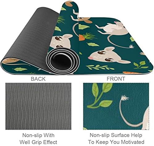 Siebzeh Hamster Fareler Havuç Yaprakları Koyu Yeşil Premium Kalın Yoga Mat Çevre Dostu Kauçuk Sağlık ve Fitness Her Türlü Egzersiz
