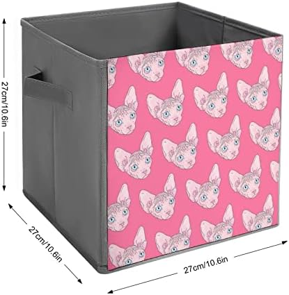 Sphynx Kedi Desen Katlanabilir Kumaş Saklama Kutusu Küpleri Organizatör katlanabilir kulplu kutu