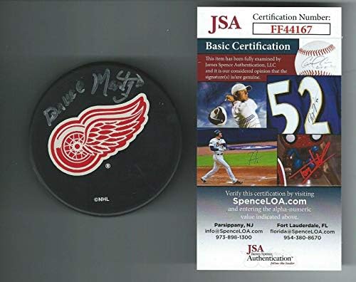 Bruce Martyn Detroit Red Wings Diski İmzaladı JSA ORTAK İmzalı NHL Diskleri