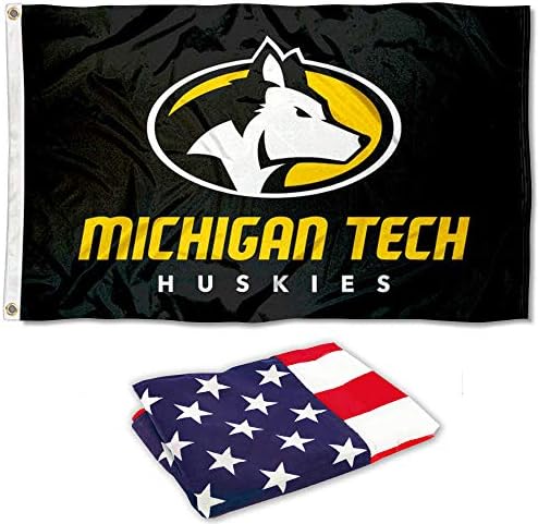 Michigan Tech Üniversitesi Bayrağı ve ABD 3x5 Bayrak Seti
