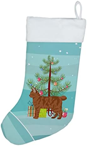 Caroline Hazineleri CK4551CS Amerikan Bobtail 2 Kedi Merry Christmas Noel Çorap, Şömine Asılı Çorap Noel Sezon Parti Dekor Aile Tatil