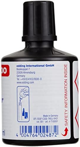 edding T 100 navulinkt permanentmarker - zwart - 100 ml - met druppelsysteem, voor snel navullen van vrijwel alle permanentmarkers