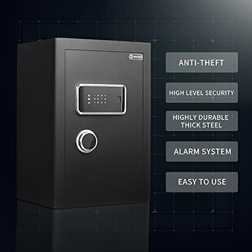 Çift Dijital Tuş Takımı ve Tuş Erişimi, Çıkarılabilir Raf, İç Kilit Kutusu ve Alarm Sistemi ile WİNCENT Secure Deluxe Ev Güvenlik Kasası