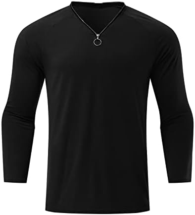 2023 Yeni Erkek İlkbahar ve Yaz V Boyun Üstleri Düz Renk Uzun Kollu Casual Elastik Slim Fit T Shirt Erkek Üst