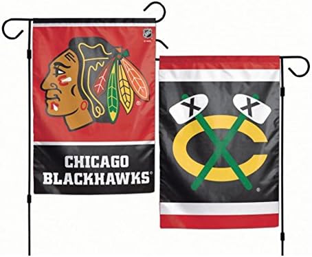 NHL Chicago Blackhawks 2 Taraflı Bahçe Bayrağı, 12 x 18 inç