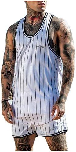 4ZHUZİ Erkek Yaz Tankı Üstleri Şort Setleri 2 Parça Kıyafet Eşofman Kas kısa kollu tişört ve Şort Spor Takım Elbise