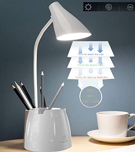 ElevenTen LED masa lambası, 8W 24 LED USB şarj edilebilir masa lambası ışık,Kısılabilir Göz Bakımı Çalışma için 3 Renk Modu Masa lambası,
