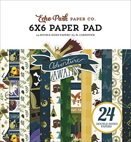 Echo Park Kağıt Şirketi Macerası 6x6 Ped kağıdı Bekliyor, 6x6 inç, Mavi / Yeşil / Ten Rengi / Kırmızı / Altın