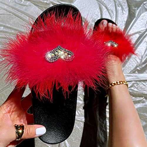 Kadınlar için Bling Sandalet Boyutu 8 Kadın Aşk Taklidi Terlik Yağ Taban Renkli Parlak Rhinestones Kadın sandaletler ve terlikler