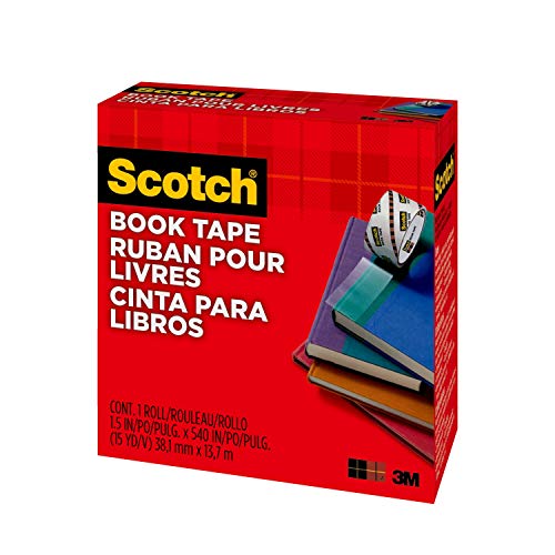 3M Scotch Şeffaf Kitap Bandı, Kalın, 1,5 inç (38,1 mm) x 53,7 ft (13,7 m), 845 38