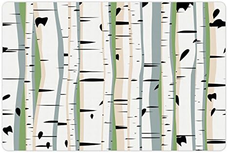 Yiyecek ve Su için Ambesonne Ağacı Pet Mat, Huş Ağacı Gövdeleri Renkli Yoğun Orman Tasarımı Botanik Bahar Mevsimi İllüstrasyonu, Köpekler