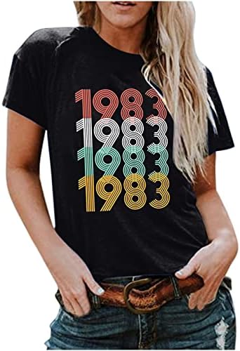 Kadın Gömlek Retro En Iyi 1983 Mixtape Vintage Kırkıncı Doğum Günü Kaset T-Shirt Grafik Tees Yumuşak Kısa Kollu Üstleri