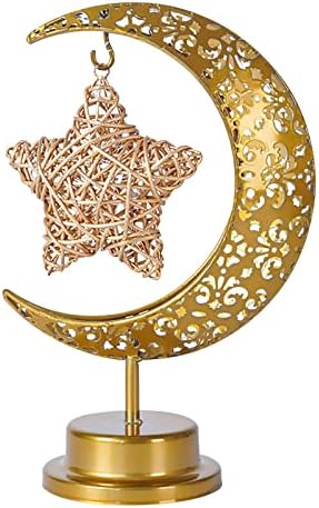 Büyülü ay Lambası hilal ay ışığı Boho Hollow-Out Dekoratif Müslüman Ay Şekli Asılı Yıldız Başucu masa lambası Atmosfer Tuhaf Dekor