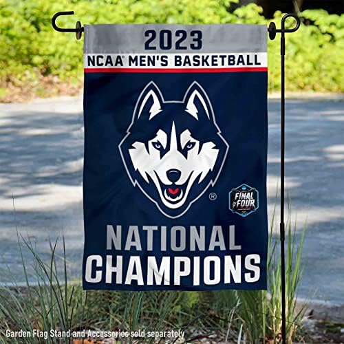 Connecticut Huskies UCONN Kolej Basketbolu 2023 Ulusal Şampiyonlar Çift Taraflı Bahçe Bayrağı