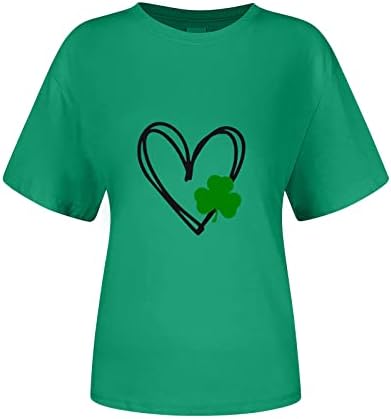Kadın Shamrock Şanslı T-Shirt İrlandalı Festivali Tatil Tee Üstleri Rahat Baskılı Kısa Kollu Üst Bluzlar