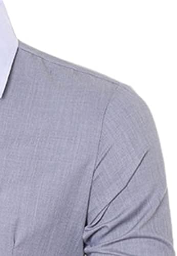 Erkek Renk Bloğu Elbise Gömlek Düzenli Slim Fit Kontrast İç Gömlek Premium Casual Düğme Aşağı Uzun Kollu