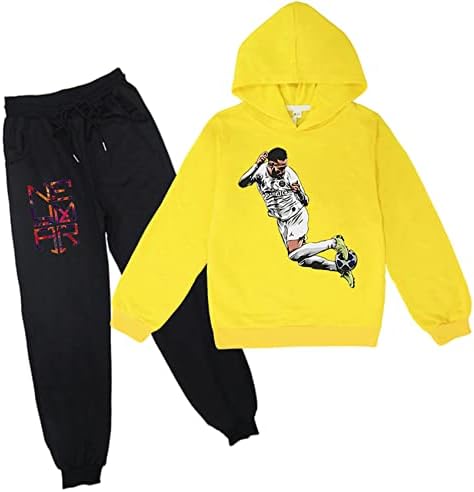 BenLP Wokenday Erkek Neymar JR Grafik Gevşek Kapşonlu Tops + Sweatpants-2 ADET Kazak Setleri Çocuklar için, kızlar