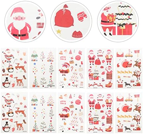 TOYANDONA 15 Yaprak Noel Aydınlık Çıkartmalar Yüz Dövmeler Karikatür Çıkartmalar Noel Dövmeler