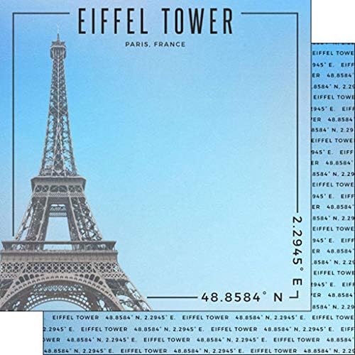 Karalama Defteri Gümrük 39990 Eyfel Kulesi Paris Fransa Koordinatları 12x12 Çift Taraflı koleksiyon defteri kağıdı-1 Sayfalık