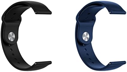 BİR KADEME Hızlı Bırakma saat kayışı İle Uyumlu LG G Watch R W110 Silikon saat kayışı Düğme Kilidi ile, 2'li paket (Siyah ve Mavi)