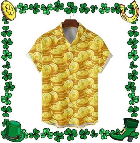 WOCACHİ Aziz patrick Günü Erkek Düğme Aşağı Gömlek Kısa Kollu Casual Gömlek Yeşil Komik Grafik Artı Boyutu Bowling Gömlek