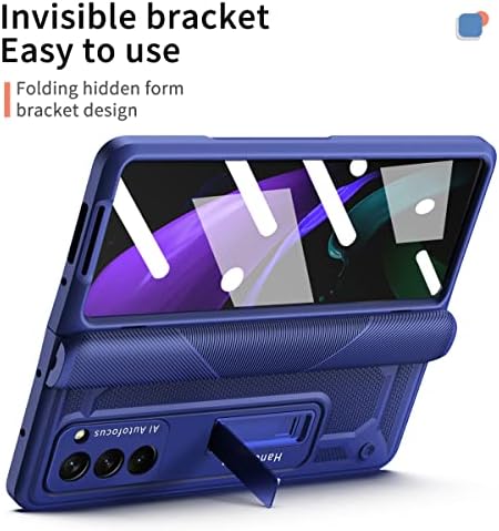LOOBİVAL ıçin Samsung Galaxy Z Kat 2 Kılıf, Cam Ekran Koruyucu Kapak ve Kickstand ile Tasarım Z fold2 telefon kılıfı Ağır Kadın Erkek