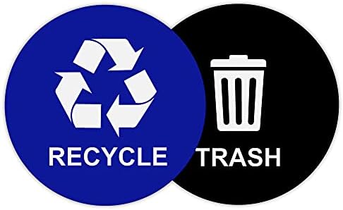 Geri Dönüşüm Etiketi Çöp Kutusu Etiketi (5 inç) Yuvarlak Çıkartma Çöp Atıklarını Geri Dönüşümden Düzenleyin - Lamine Su Geçirmez Kendinden